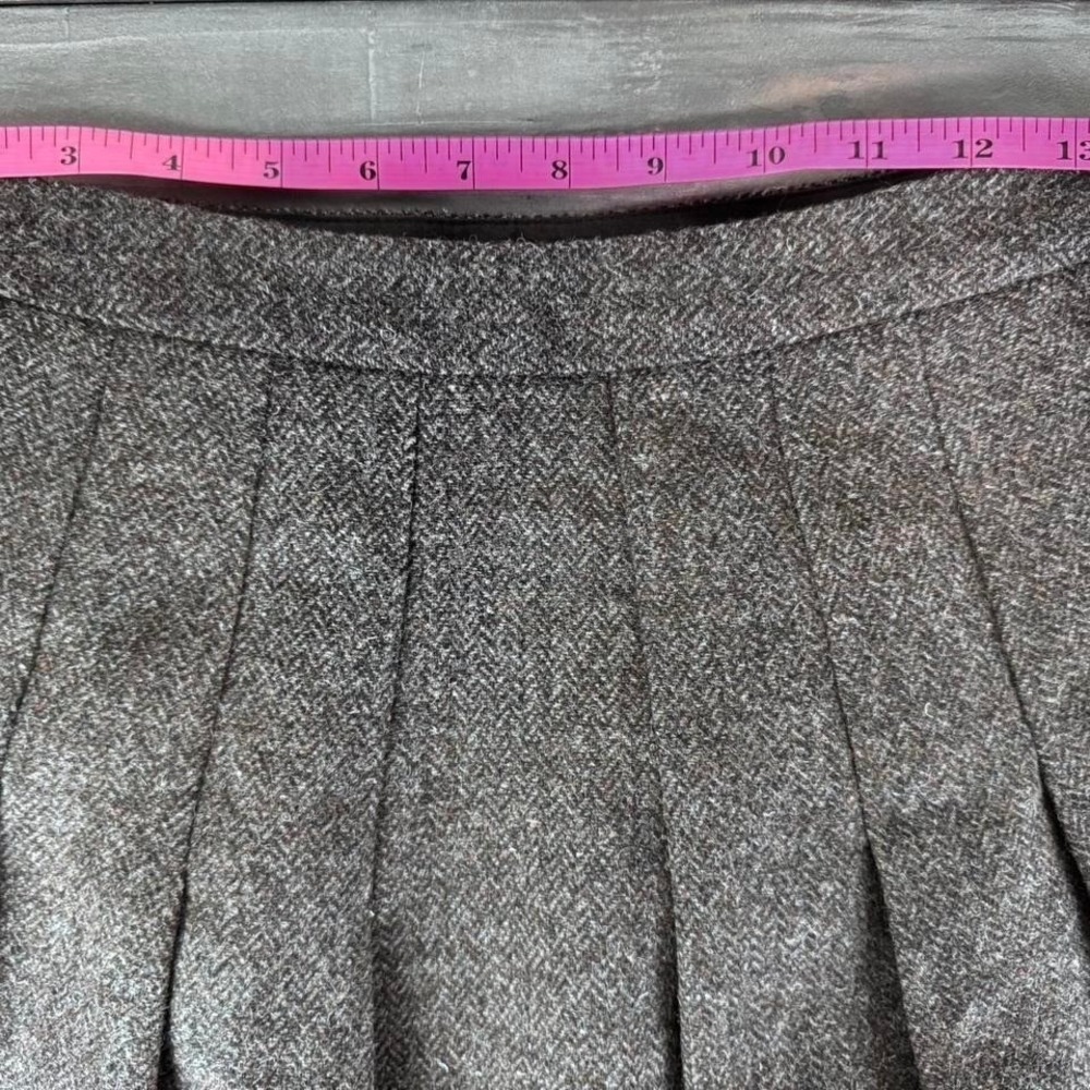 Gap Brown Herringbone 100% Wool Pleated Mini‎ Skirt Size 1 High Waisted Tweed - Picture 7 of 8